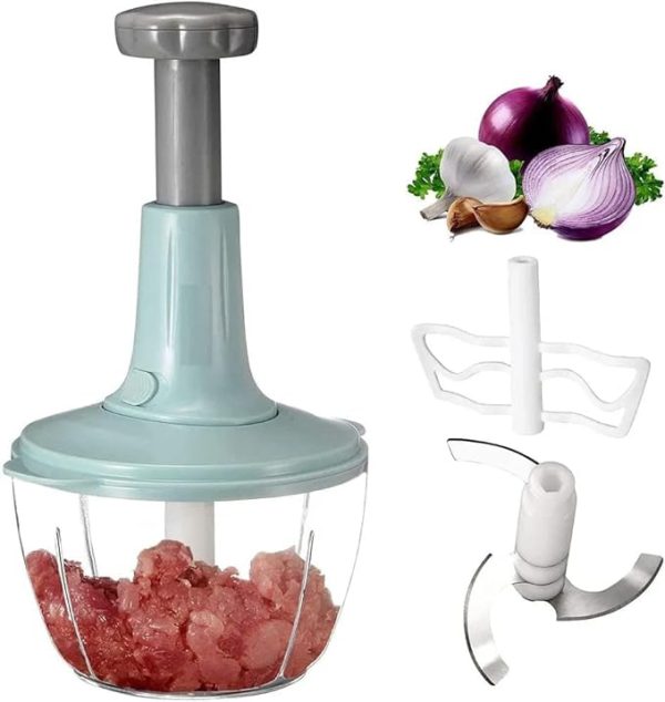 1.5L Manual Hand Press Chopper & Grinder – Stainless Steel Blades