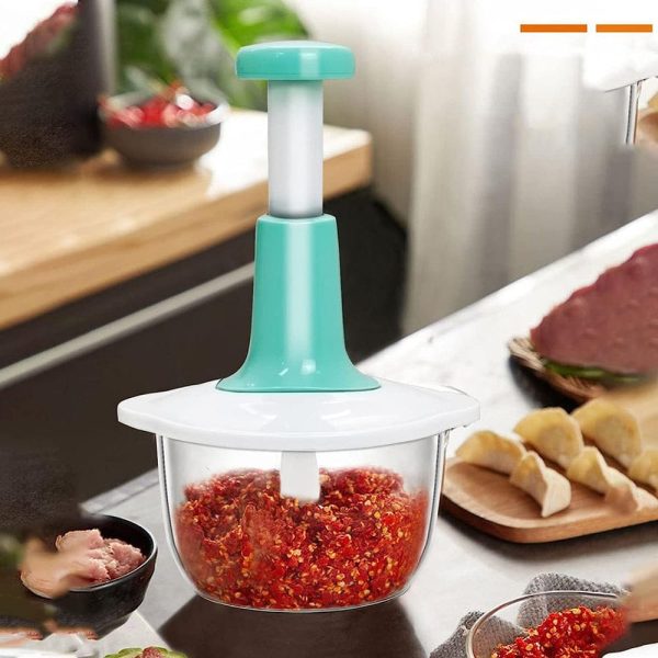 1.5L Manual Hand Press Chopper & Grinder – Stainless Steel Blades