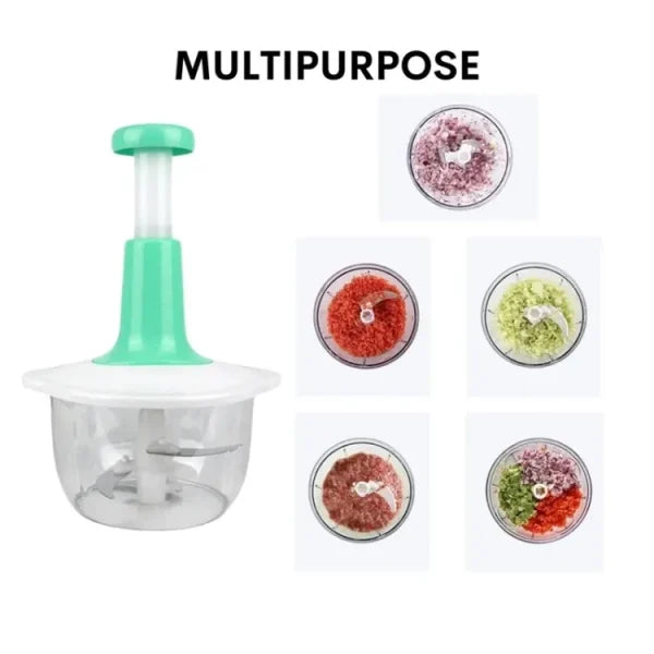 1.5L Manual Hand Press Chopper & Grinder – Stainless Steel Blades