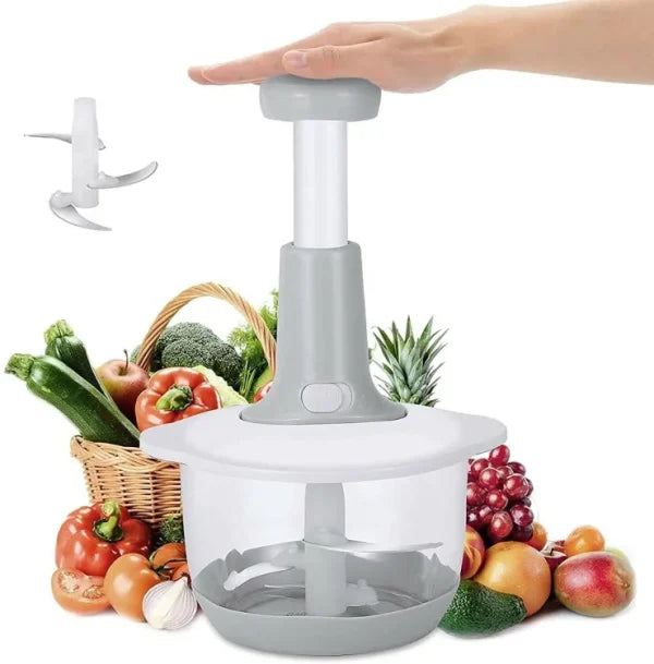 1.5L Manual Hand Press Chopper & Grinder – Stainless Steel Blades