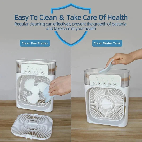Portable Air Conditioner Fan Usb Electric Fan With Led Night Light, Fine Mist Water, And Humidifier Function | Led Night Light Water Mist – Random Color 12 Inch (copy)